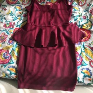 Maroon casual dress .