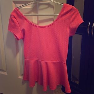 Pink Peplum With Bow Back