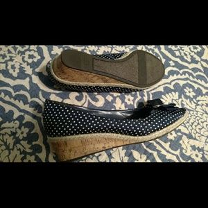 Navy and White Aigner Wedges Size 8 1/2