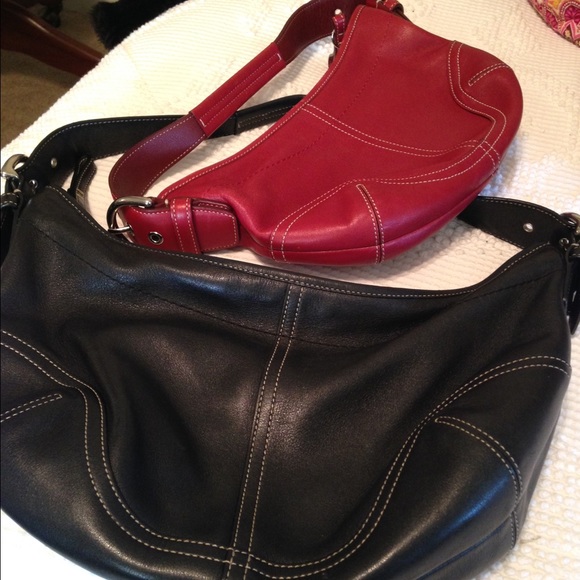 Black soft leather Soho hobo EUC