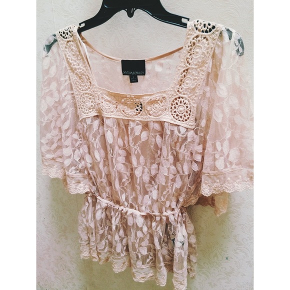Pale Pink Cynthia Rowley Lace Blouse
