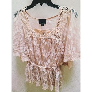 Pale Pink Cynthia Rowley Lace Blouse