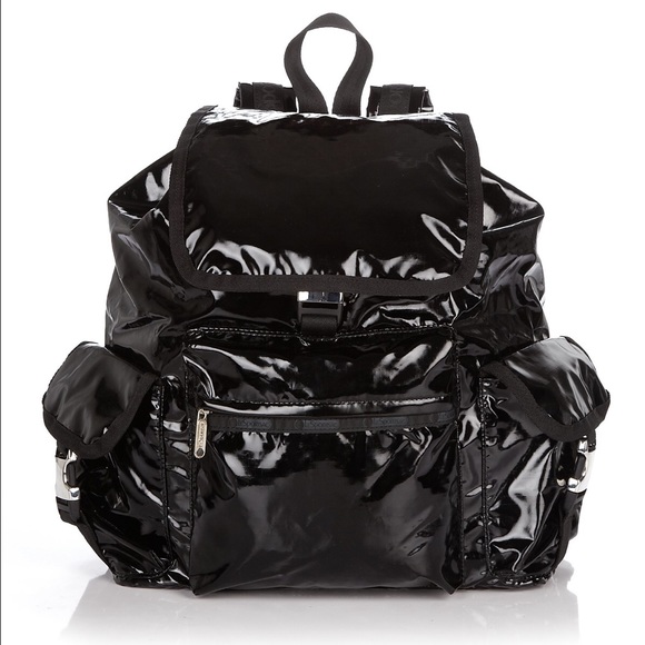 Black patent LeSportsac backpack