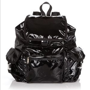 Black patent LeSportsac backpack