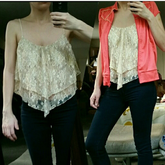 Gold lace crop top Urban Outfitters