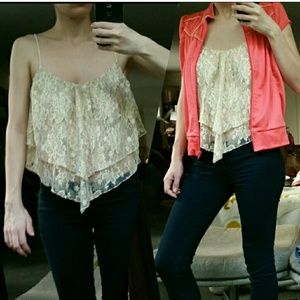 Gold lace crop top Urban Outfitters