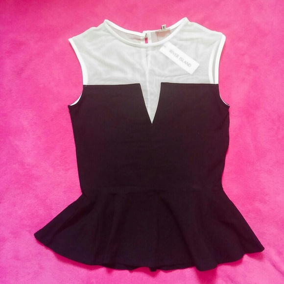 Black peplum and mesh top