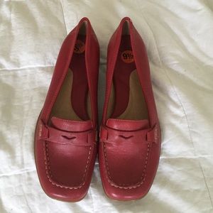 NWOT Sofft red leather slip on women's loafer