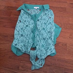 Lacy blue crop top