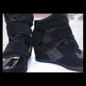 Black Wedged Sneakers size 9