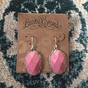 Lucky Brand Pink Set Stone Drop Earrings