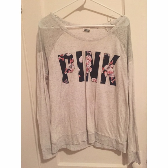 "Pink" white long sleeved top.