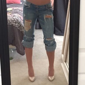 Hollister size 5 jeans. Flair bottom distressed