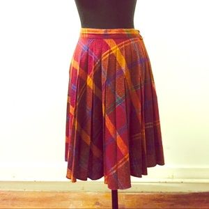 1960s Recycled plaid wool skirt, pleated