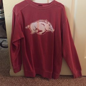 Faded red razorback sweatshirt