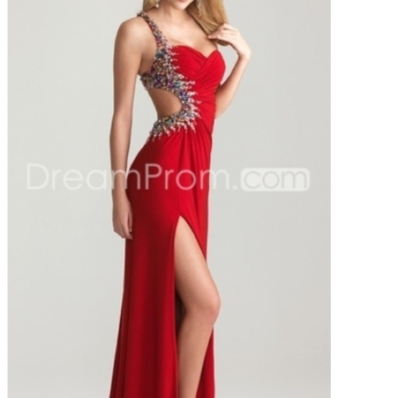 Bright blue strappy back prom dress