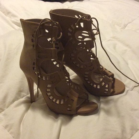 Tan lace up heels