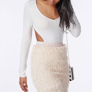 White Longsleeve Backless Bodysuit