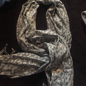silver and grey cheetah scarf