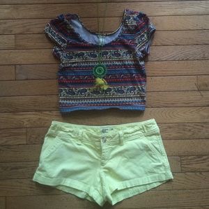 American Eagle Yellow Favorite Shorts
