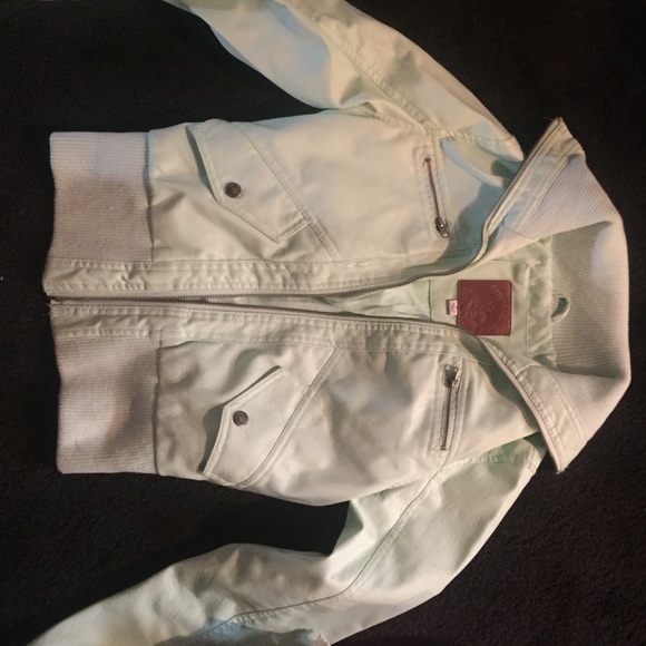 Teal leather jacket