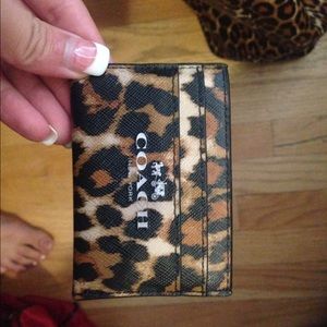 Coach leopard card holder