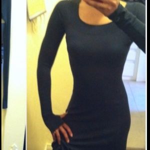 BCBG scoop neck navy high low Cotten dress.