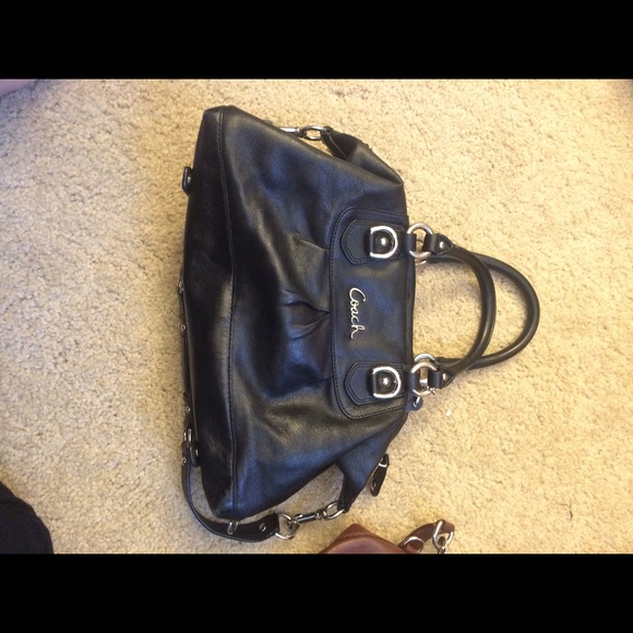 Coach black leather satchel