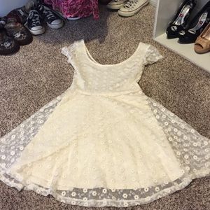 White Flower Sheer Skater Dress✌️