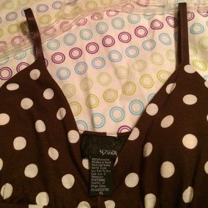Brown with white polka dots sleeveless dress!