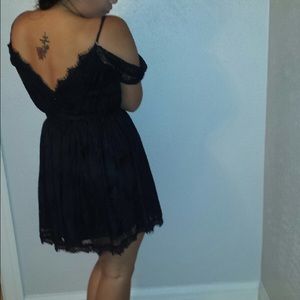 Black, low v neck and back, dress