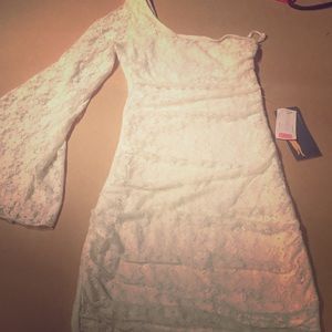 Ruby Rox white one sleeve dress