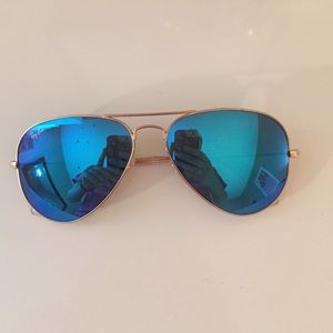 Ray-ban reflective blue aviators