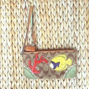 Authentic Rare Coach Coral fish wristlet