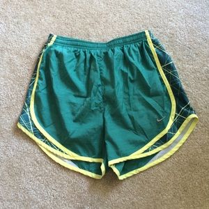 Nike Green and Yellow Track Shorts
