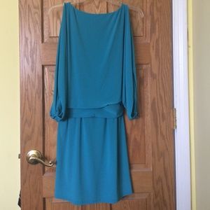 turquoise Jessica Simpson draped sleeve dress