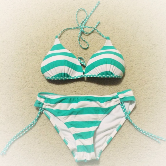 Striped string bikini w bottoms