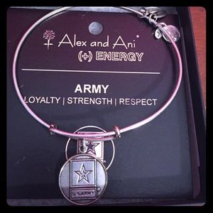 Alex and Ani Army bangle silver