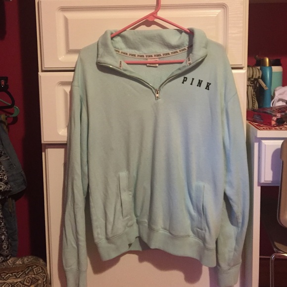 Light Blue PINK Half Zip Pullover Sweatshirt
