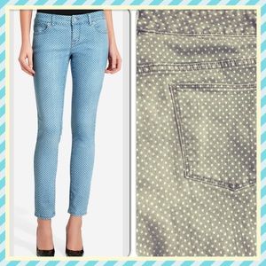 The Limited 678 Indigo Polka Dot Skinny Jeans