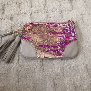 Deux lux pink gold and silver wristlet