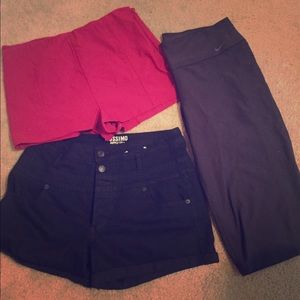 High waisted shorts and yoga pants
