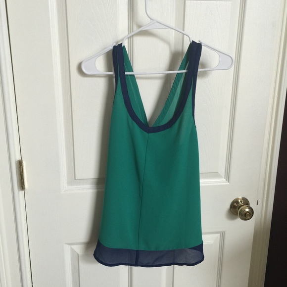 Green & Blue Criss-cross Open Back Top