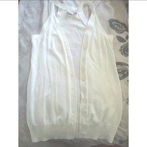 White sleeveless cardigan