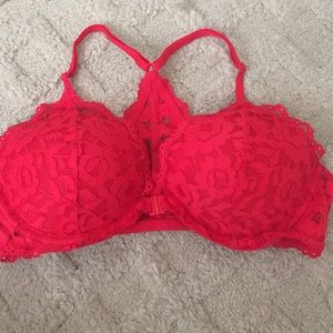 Red lace racer back Victoria secret bra