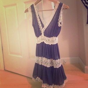 Cute blue with white lace dress