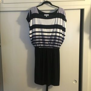 Gray white and black dress