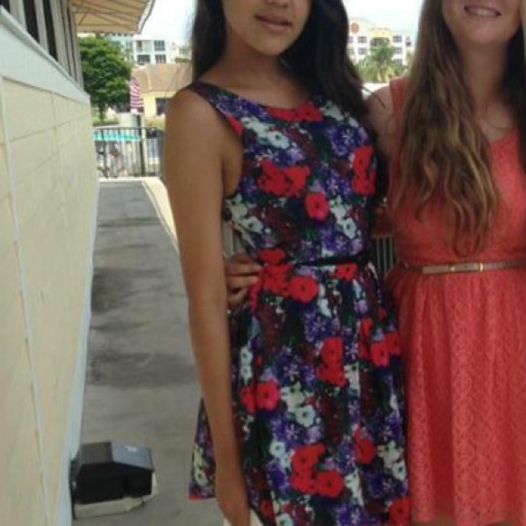 Floral open back skater dress