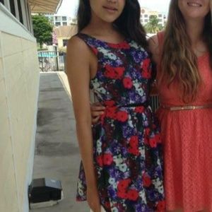 Floral open back skater dress