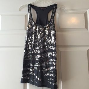 Sequined gray tank